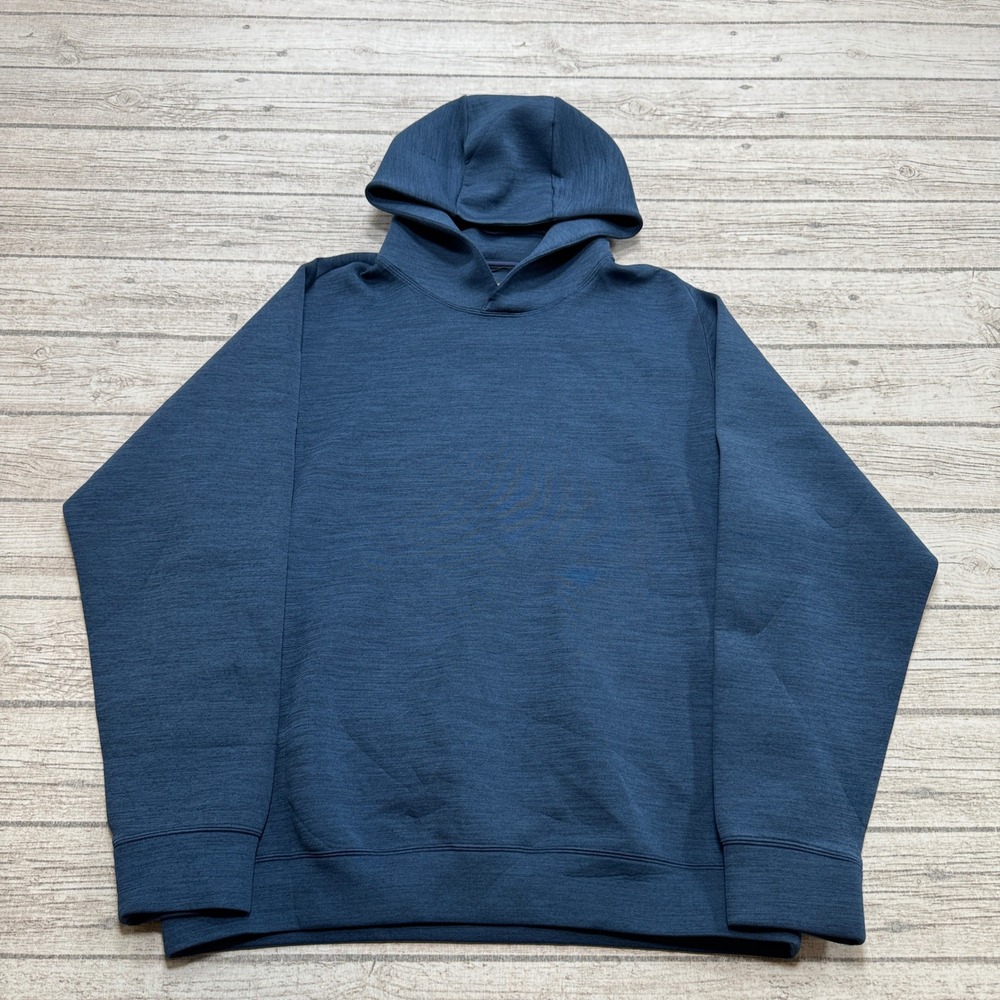 Uniqlo Hoodie Men's Large Blue Heathered Dry-Ex Pullover Sweatshirt Athleisure